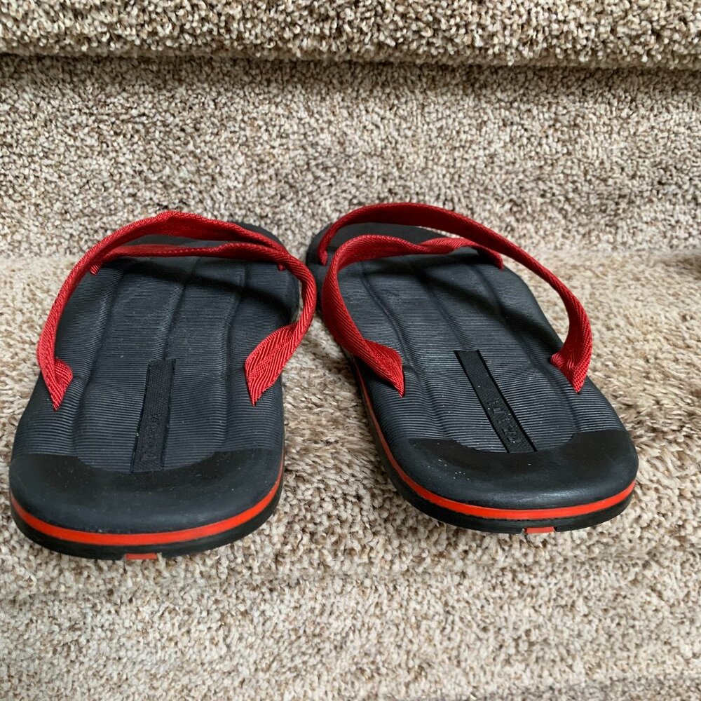 Prada Sport Red Colorblock Pattern Crossover Straps Canvas Slides - Picture 5 of 13